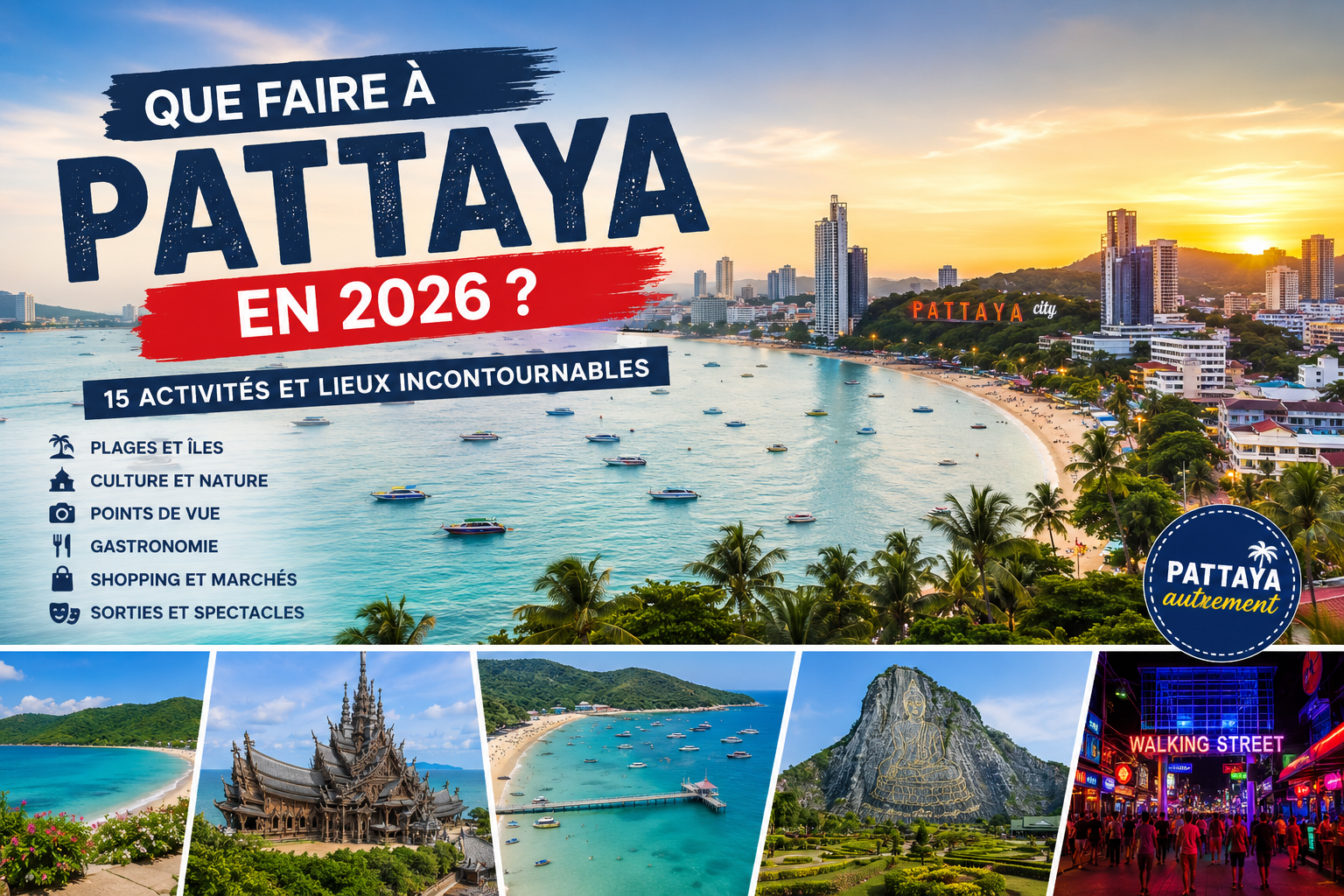 Pattaya Beach et la baie de Pattaya en Thaïlande