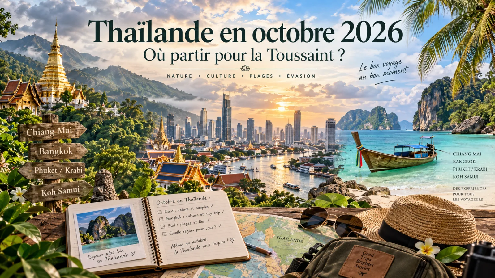 Voyage en Thaïlande en octobre 2026 avec Bangkok, plages et paysages tropicaux